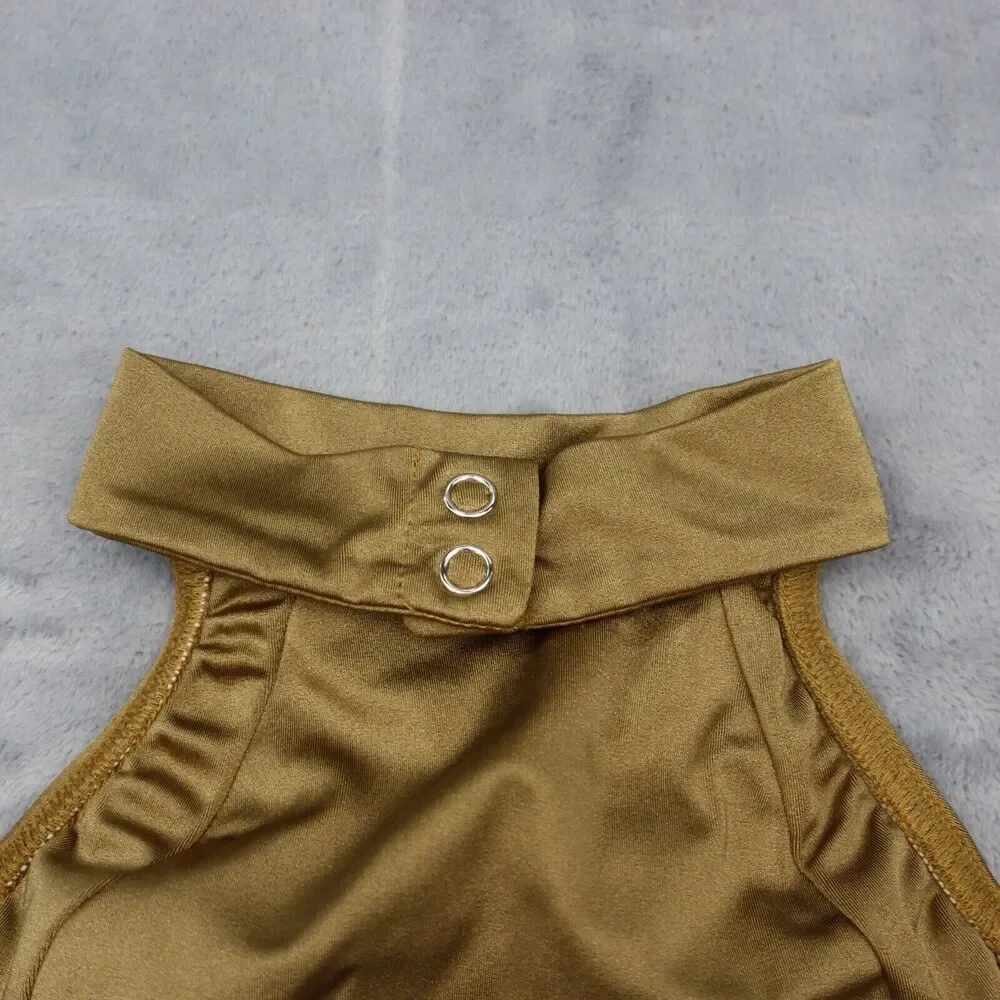 Kelle Dress Girls L Gold Sleeveless Halter Neck Open Back Strap Lyrical Costume